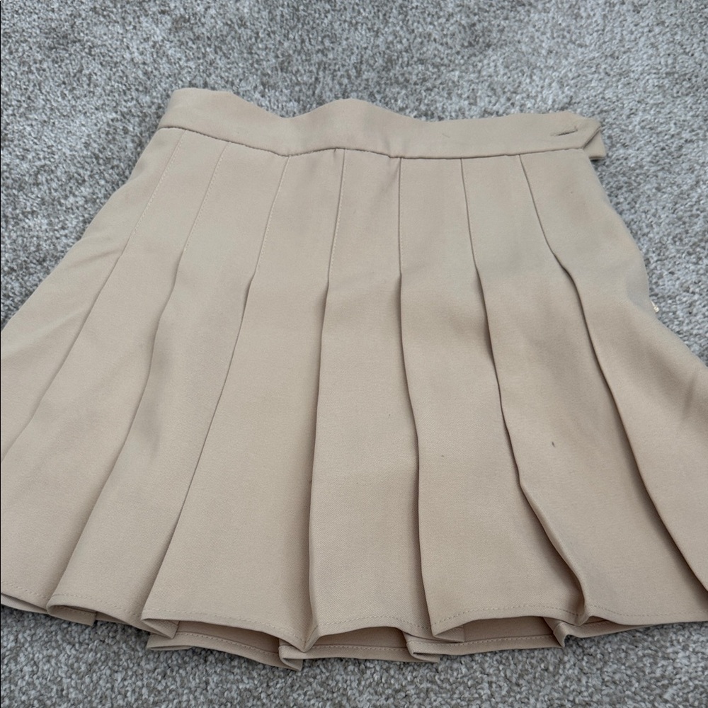 Nasty Gal Beige Pleated Skater Skirt